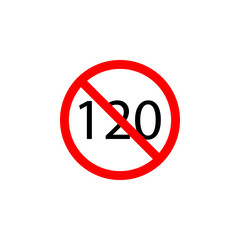 Forbidden speed 120 icon on white background can be used for web, logo, mobile app, UI, UX