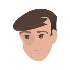 young man face on white background