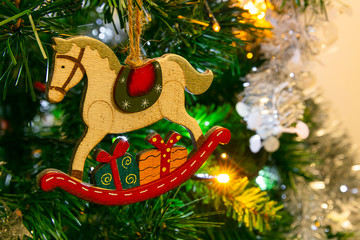 Albero di Natale luci cartolina sfondo Anno Nuovo
