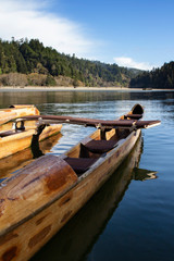 Wooden Canoe on a River