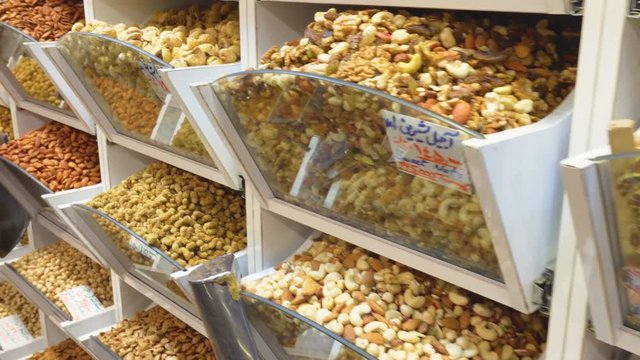 Nuts and dried fruits at Tajrish Bazaar of Tehran, Iran
