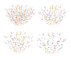Colorful bright confetti isolated on transparent background. Festive vector illustration
