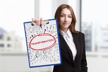 Business, technology, internet and networking concept. Young entrepreneur showing keyword:...