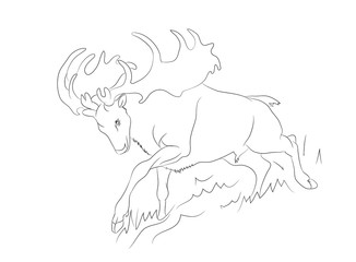 deer running, vector lines