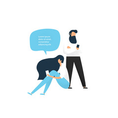 Man and woman chatting. Vector illustration in flat design with speech bubbles and place for text.