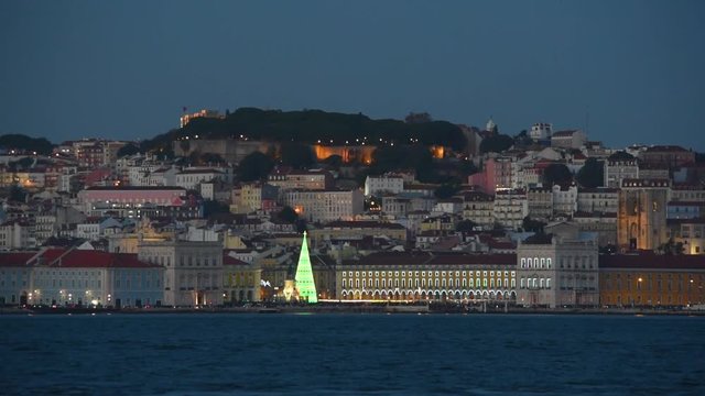 View of dowton Lisbon, from the other side of tejo river in Cacilhas