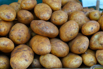 Farmer potatoes at the market