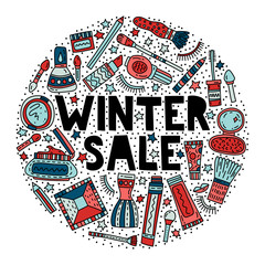 Winter makeup sale vector illustration