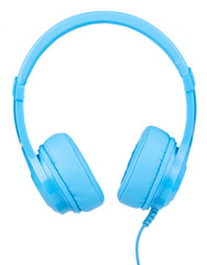 Blue Headphones Isolated on White Background