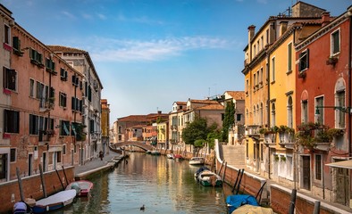 Fototapeta na wymiar Italy beauty, one of typical canal street in Venice, Venezia