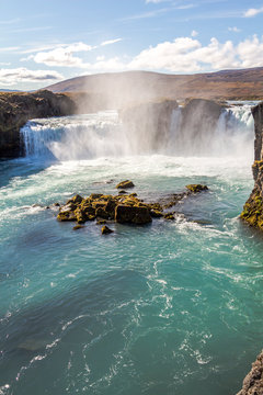 Majestic Godafoss waterfall in Iceland at daytime