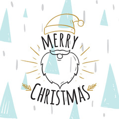 Merry Christmas. Typography. Vector logo, text design. Greeting card.