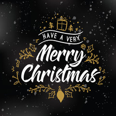 Merry Christmas. Typography. Vector logo, text design. Greeting card.