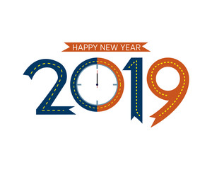 2019 Happy New Year  creative design for your greetings card, flyers, invitation, posters, brochure, banners, calendar - Vector