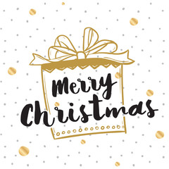 Merry Christmas. Typography. Vector logo, text design. Greeting card.