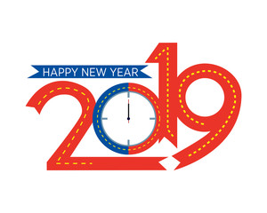 2019 Happy New Year  creative design for your greetings card, flyers, invitation, posters, brochure, banners, calendar - Vector