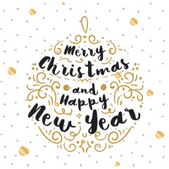 Merry Christmas. Typography. Vector logo, text design. Greeting card.