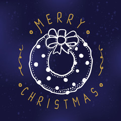 Merry Christmas. Typography. Vector logo, text design. Greeting card.