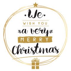Merry Christmas. Typography. Vector logo, text design. Greeting card.