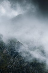 Epic view of foggy mountains,Fagaras,Romania