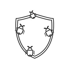 shield protection bugs virus white background