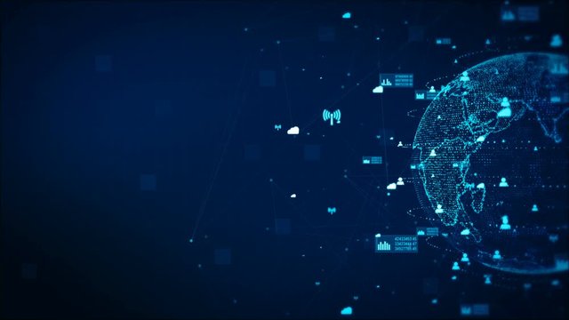 Technology network business connection and communication with people information. Earth element furnished by Nasa