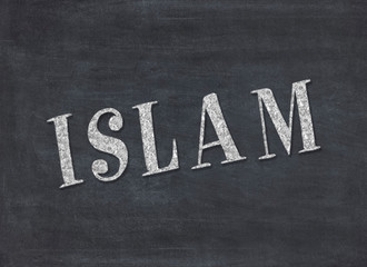 The word Islam is written on blackboard