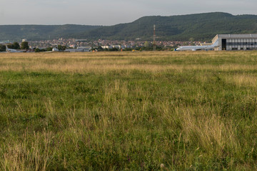 Landed plane at the airport in Varna.