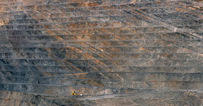 Surface of open pit of mine