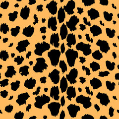 Obraz premium Vector seamless pattern with leopard fur texture. Repeating leopard fur background for textile design, wrapping paper, wallpaper or scrapbooking. eps10