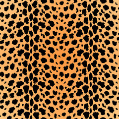 Fototapeta na wymiar Vector seamless pattern with leopard fur texture. Repeating leopard fur background for textile design, wrapping paper, wallpaper or scrapbooking.