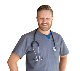 Caucasian Male Nurse Isolated On White