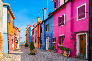 Fototapeta na wymiar Colorful houses in Burano Venice Italy