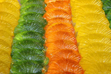Colorful slices of jelly orange