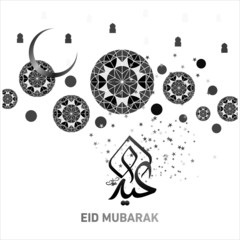 Eid Mubarak with Arabic calligraphy for the celebration of Muslim community festival