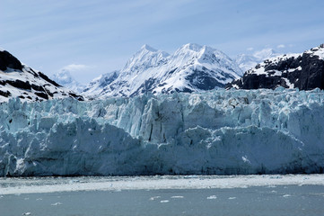 Close up of glaciers in glacier bay Alaska.