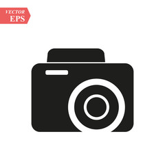 Camera icon, flat photo camera vector isolated. Modern simple snapshot photography sign. Instant Photo internet concept. Trendy symbol for website design, web button, mobile app. Logo illustration
