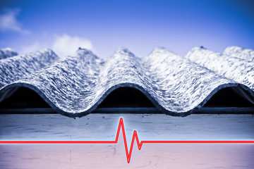 Test on the presence of asbestos in the construction materials of buildings - concept image with...