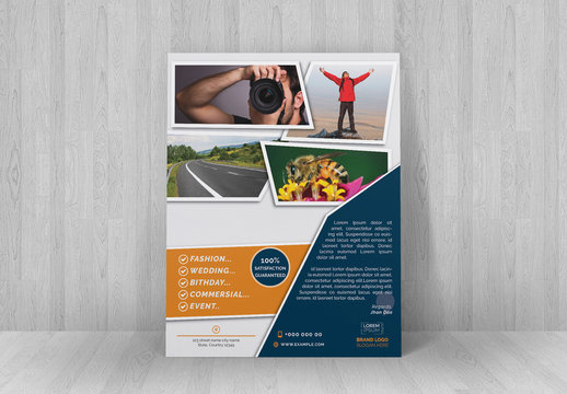 Flyer Layout with Angled Photo Placeholder Elements
