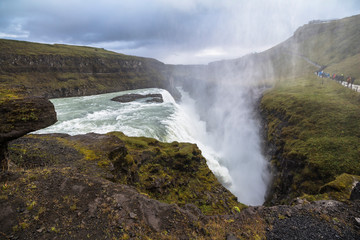 View on majestic gullfoss waterfall on Golden Circle Iceland