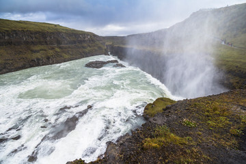 View on majestic gullfoss waterfall on Golden Circle Iceland