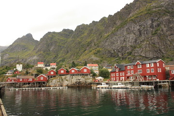 Fototapeta na wymiar Village Å Îles Lofoten Norvège - Å Village Lofoten Islands Norway
