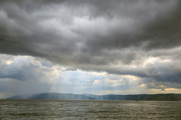 A storm clouds above the Lake Baykal