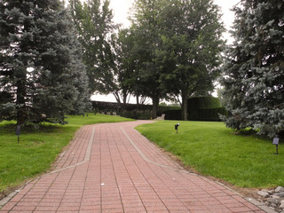 trottoir en brique avec courbe