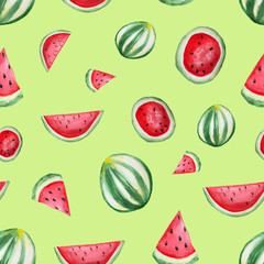 Seamless pattern with watermelons