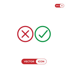 Checkmarks icon vector. Yes or no sign. True or false symbol.