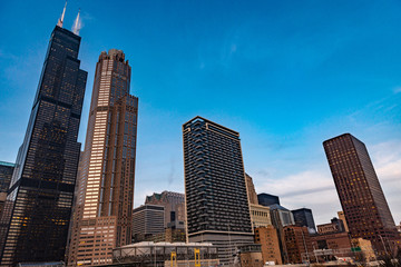 Tall buildings on sunny day