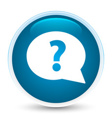 Question mark bubble icon special prime blue round button