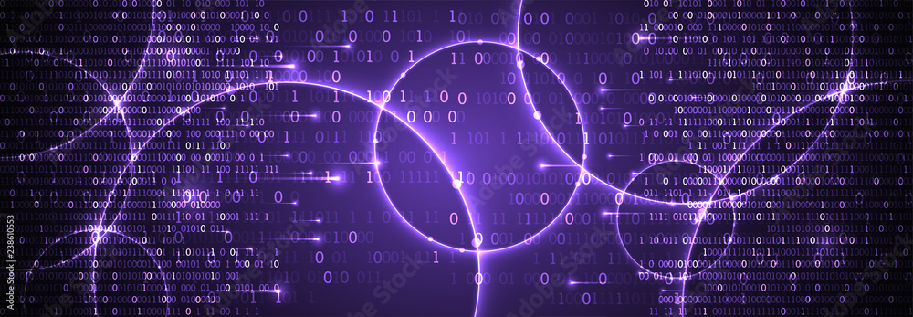 Fototapete Technology background. Big data concept. Binary computer code.  Vector illustration.