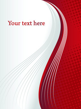 Red and grey vector background with dots and abstract curly lines. Corporate presentation design with text space.